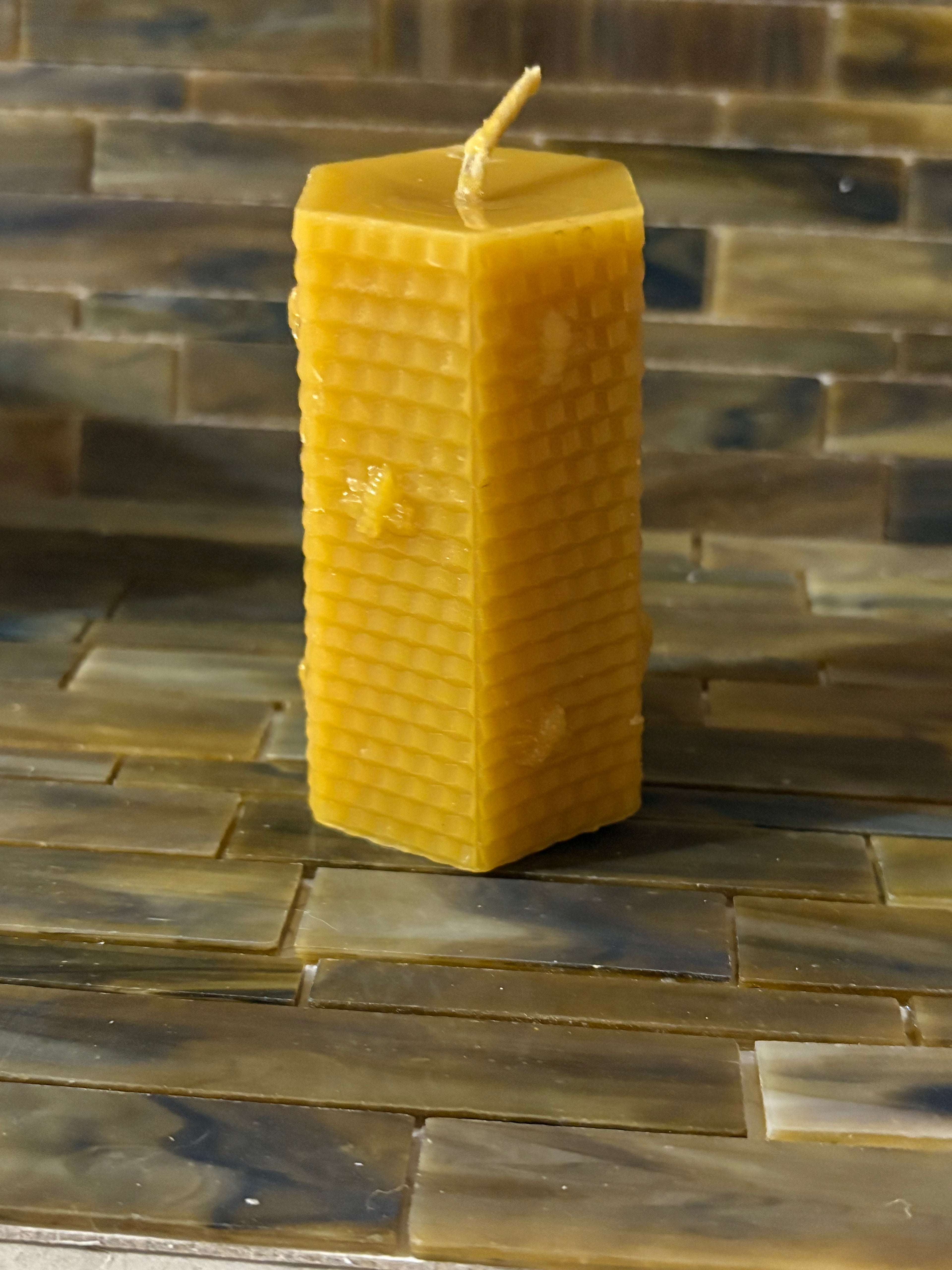 3 oz Hexagon-Shaped Beeswax Candle